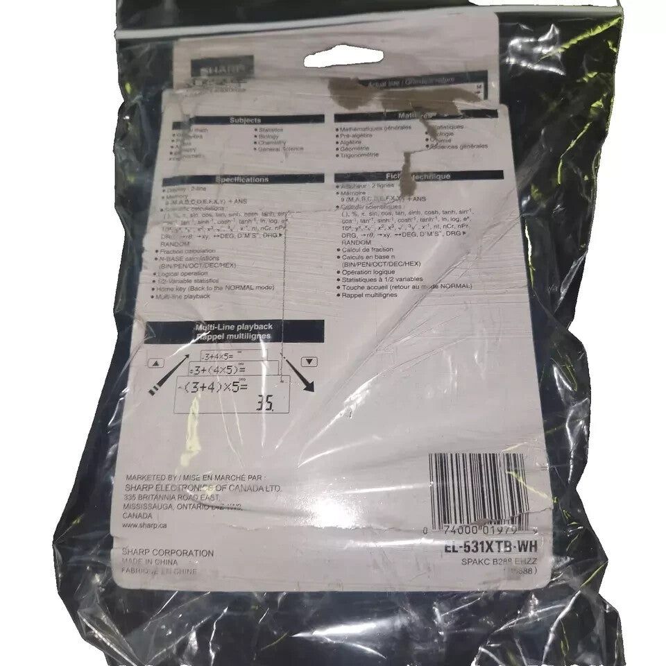 Sharp EL531XTBWH 272 Function 10-Digit Scientific Calculator - Damaged Packaging – a package of the new product for the new product