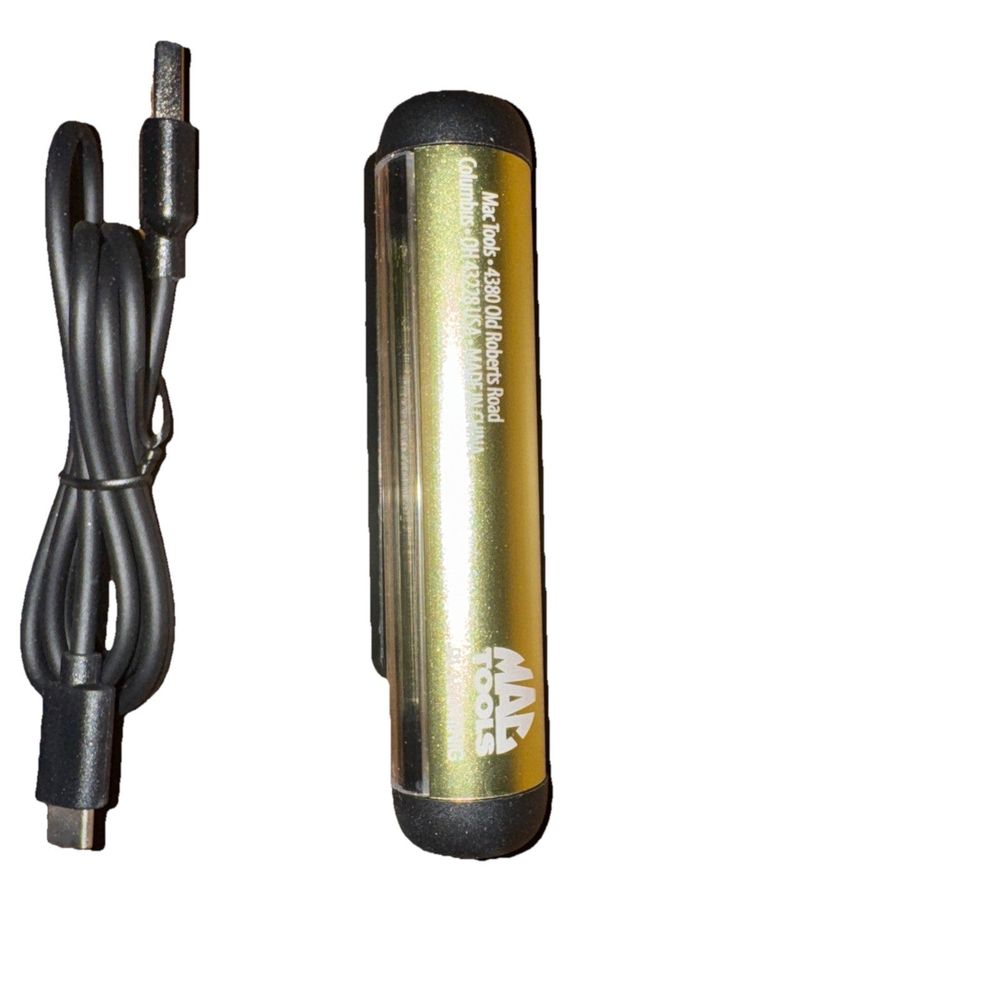 150 Lm Rechargeable Mini Pen Light - PL150MINIG Mac Tools – a black and gold battery with a white background