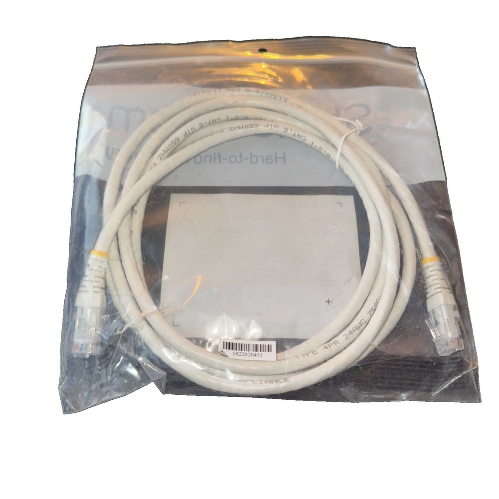StarTech.com 7ft CAT6 Ethernet Cable - White CAT 6 Gigabit Ethernet Wire -650MHz – a white cable in a plastic bag