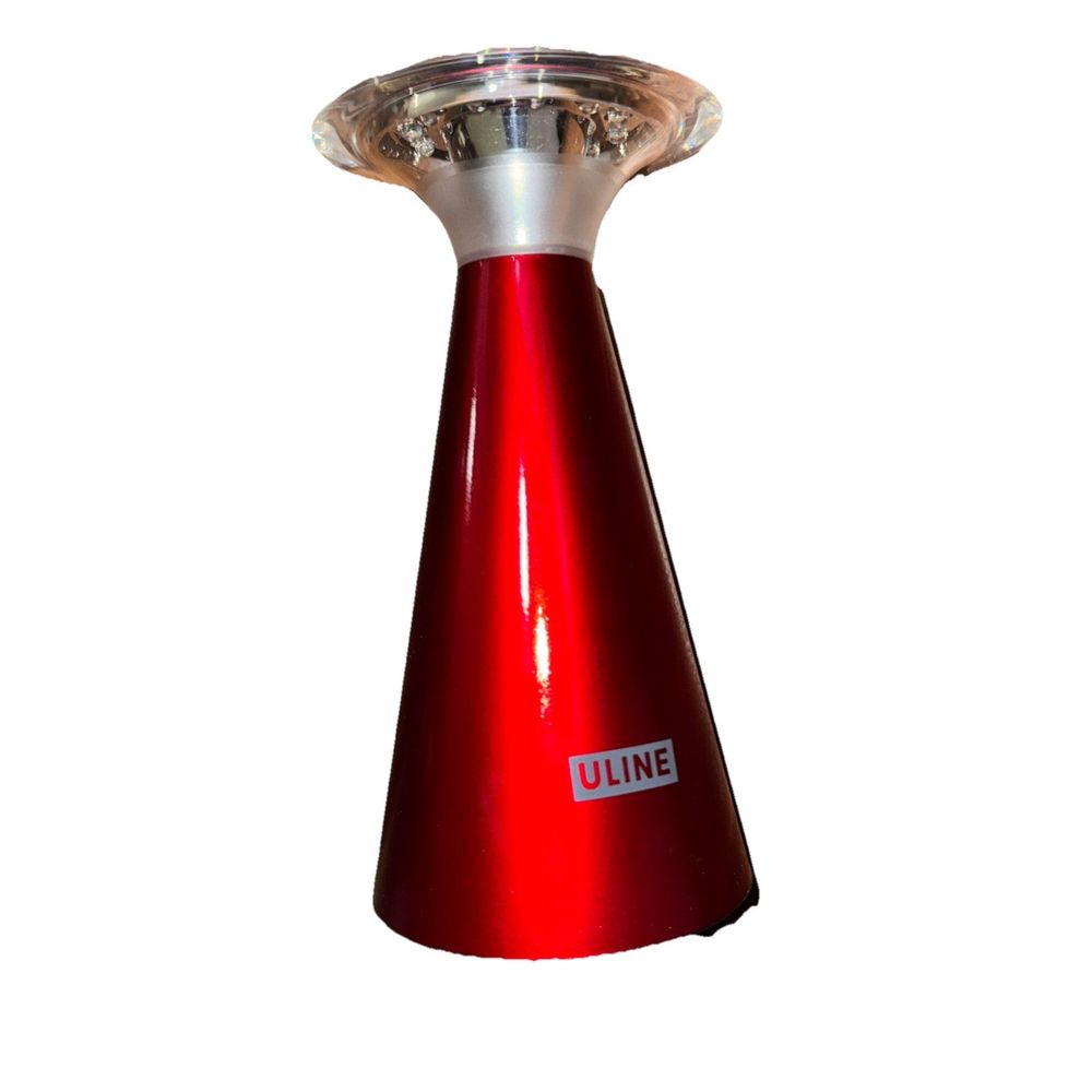 Uline Touch Top H-3990R 4 1/2" x 8 1/2" Red, DaveyDooDeals – a red cone with a silver top