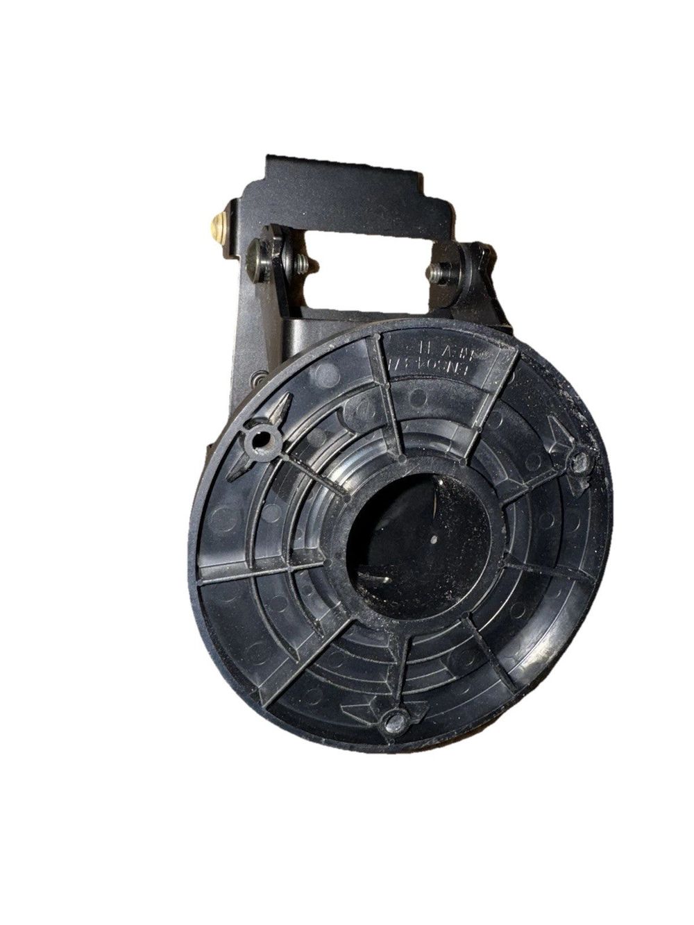 367-2220-B Card Terminal Mount Used, DaveyDooDeals – a black plastic reel with a metal handle