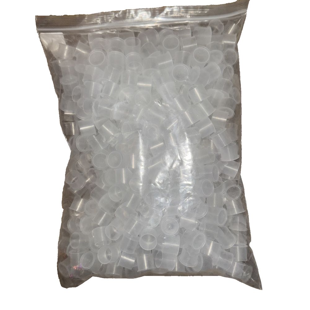Dynarex Ink Cups, Clear Flat Bottom, 20 Millimeter, 500 Per Bag – a bag of plastic rings