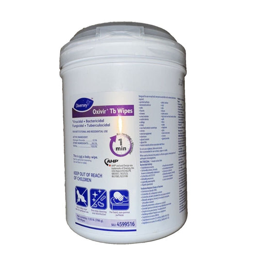 Oxivir Tb Disinfecting Wipes, 160/Pack (4599516) – a white container of diirt wipes