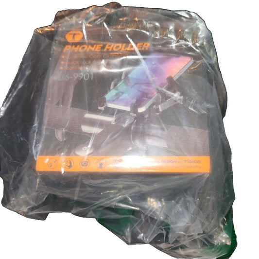 Tiakia Bike Phone Mount Holder, Aluminum Motorcycle Phone Mount, Handlebar Moun – a plastic bag with a phone inside