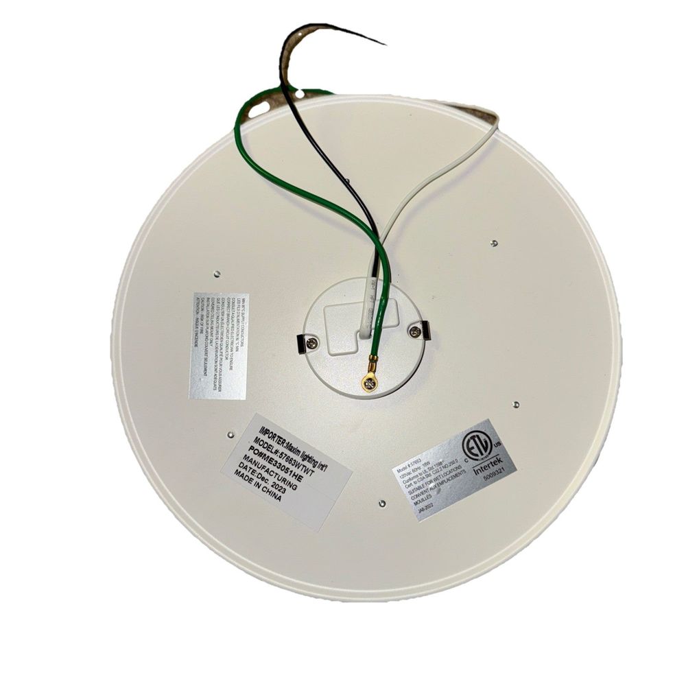 Maxim Trim LED Flush Mount 57663WT (No Hardware), Maxim Lighting – a white smoke detector with a green wire