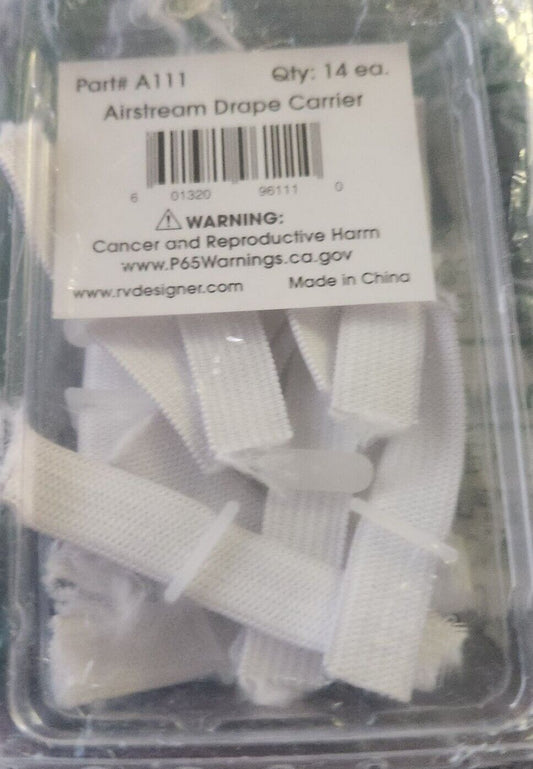 RV Designer A111, Window Covering Hardware, Airstream Drape Carrier, 14 Per Pac – a package of white plastic tape