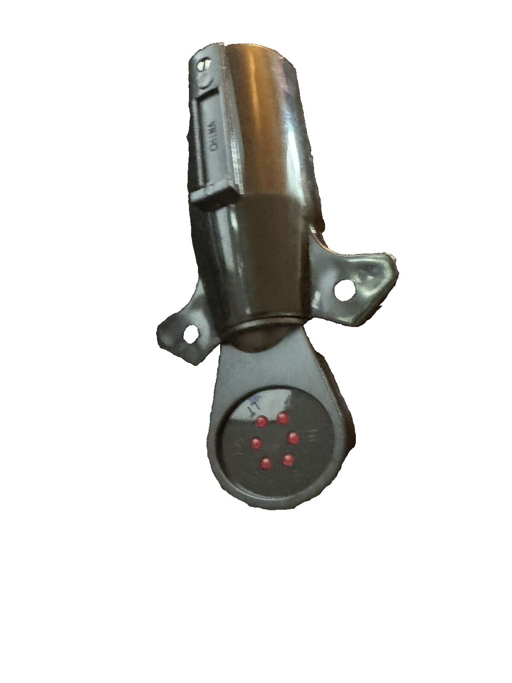 MAXXHAUL 50155 7-Way Blade Trailer Wiring Tester, Black – a black and red metal object on a white background