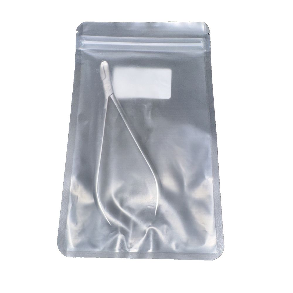 Allure Ortho T-300L Niti Clinch Back Pliers With Serration – a silver foil bag with a white handle