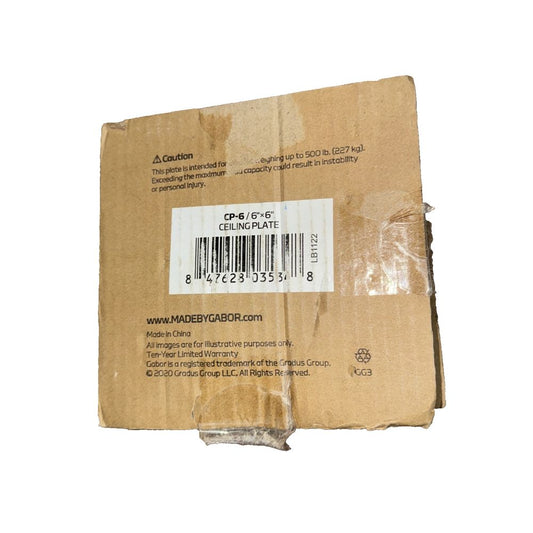 CP-6 6 X 6" Mounting Plate with 1.5" NPT Fitting, Unbranded – a brown cardboard box with a barcode label