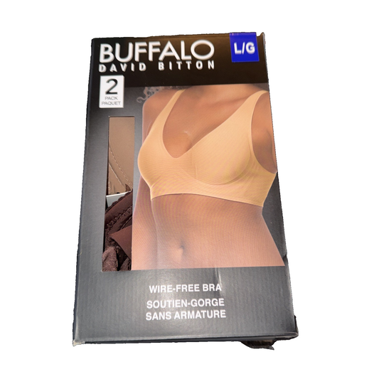 Buffalo David Bitton Wire Free Bra 2 Pack Colors Beige And Brown Size large