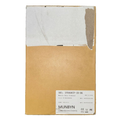 Android Barcode Scanner MUNBYN Ar IPDA087P-2D-BK-UK – a box of white paper with a brown and white stripe