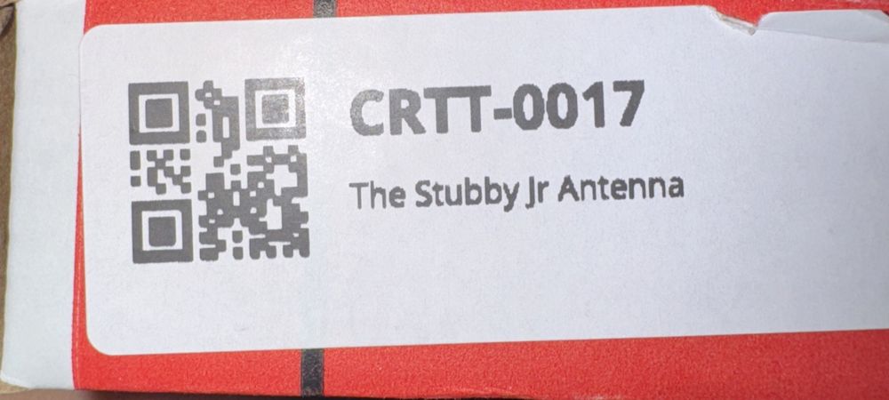 CravenSPeed Stubby Antenna Replacement CRTT-0017, The Stubby – a red and white box with a qr code