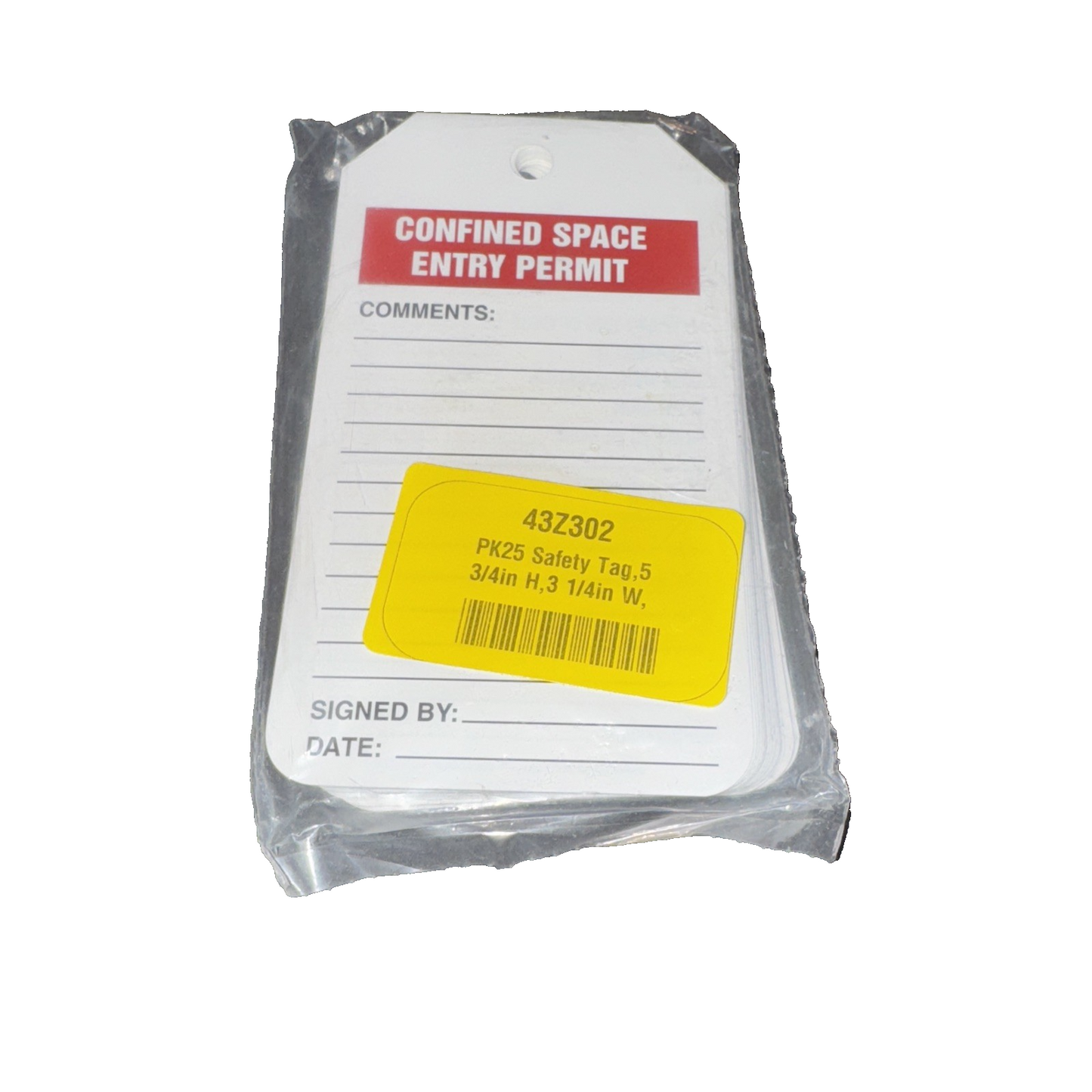 Safety Tags: #7 Tag Size, White, Single Part Tag, Fastener Not Included, 25 Tags