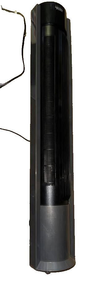 Better Homes & Gardens 40" Oscillating Tower Fan – a black electric heater with a cord cord
