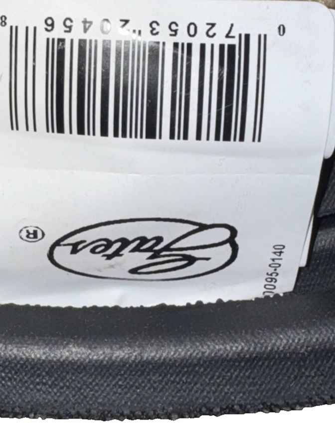 Gates B124 Hi-Power II Belt, B Section, B124 Size, 21/32" Width, 13/32" Height, – a pair of black sandals with a barcode label