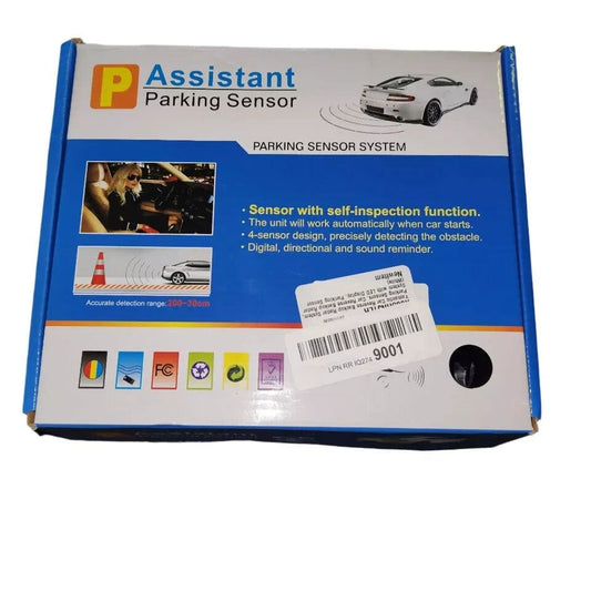 Yamantic Car Reverse Backup Radar System with LED Display & 4 Parking Sensors – a package of a car with a sticker