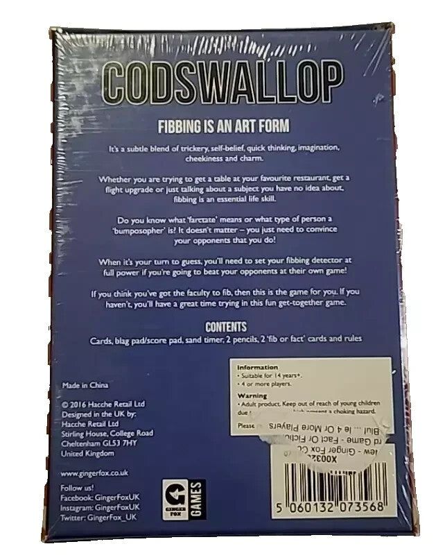 Gift of the Blag - Codswallop Ginger Fox Games - Family Party Game of Fun Lies, Family Games – coswlo fibons form, 5 lb