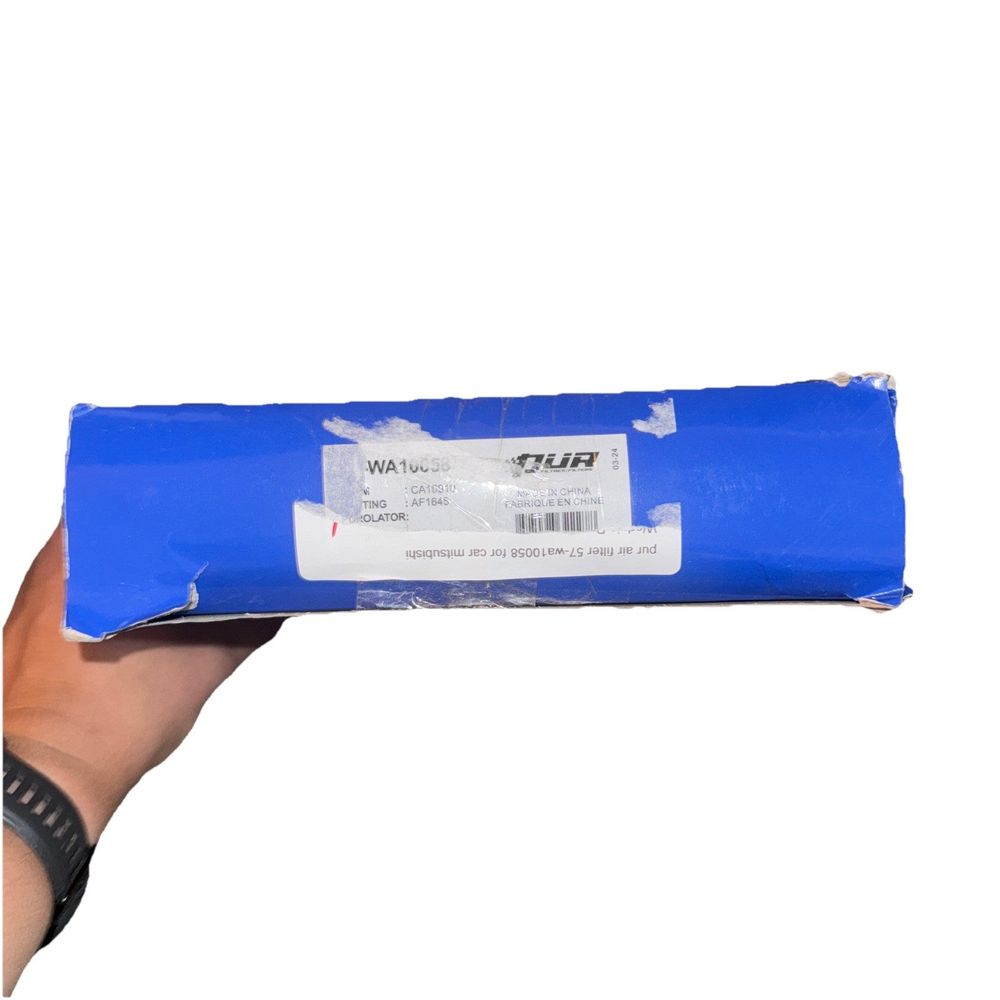 Pur Filters Ca10910 Air Filter – a blue plastic bag with a white label on it