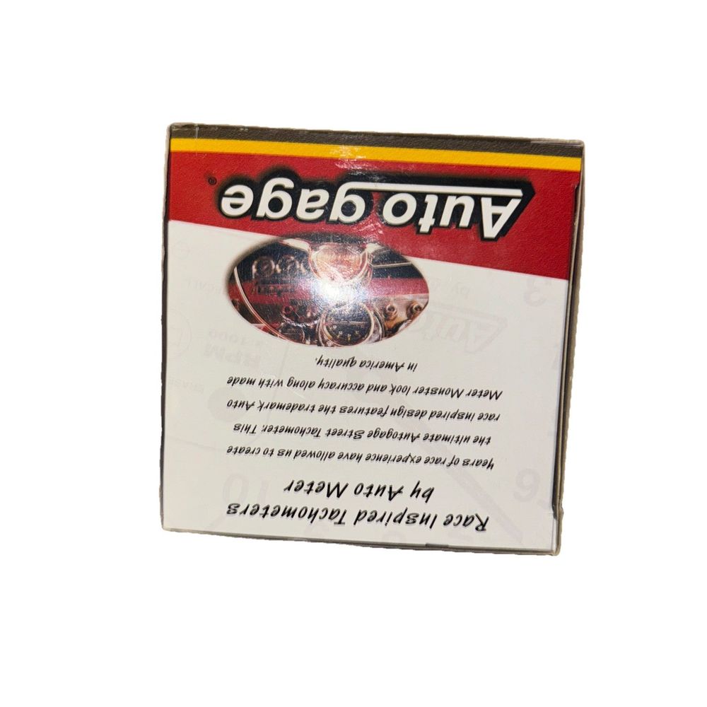 Auto Meter 182-2300 Auto Gage Black 3-3/4" 8000 RPM Tachometer – a box of cigarettes with the label of the cigarette