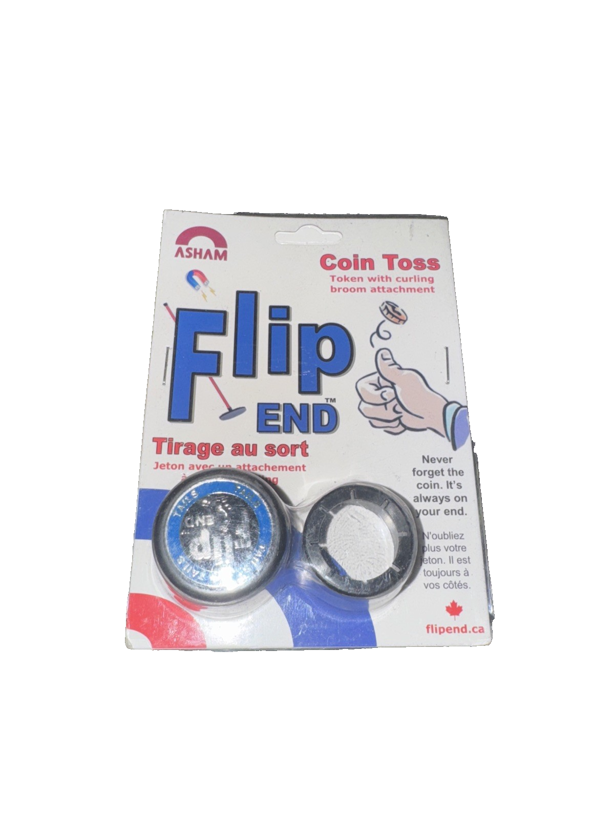 Asham Curling Broom Flip End Cap w/ Magnetic Coin Holder