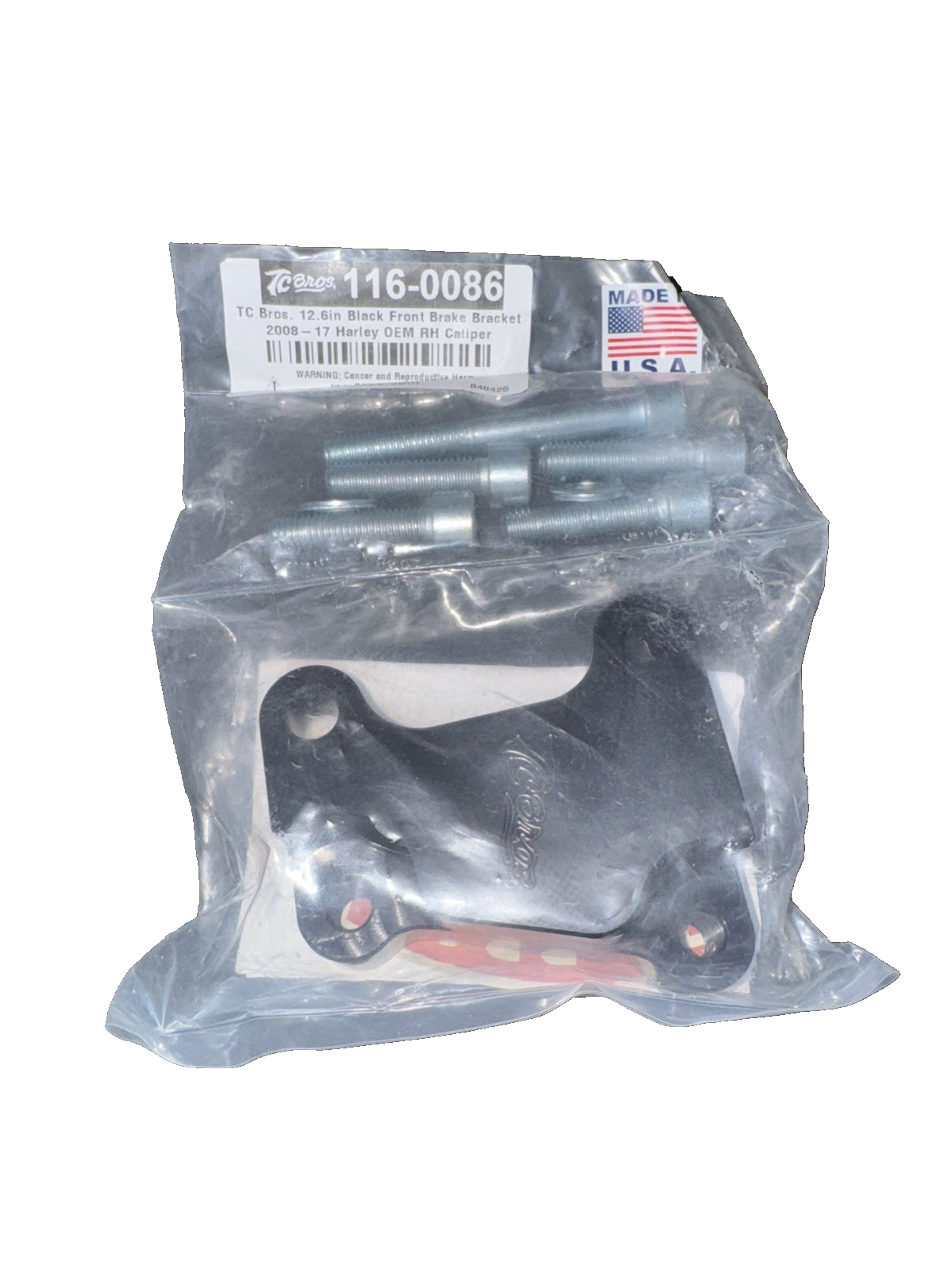 TC Bros. 12.6in Black Front Brake Bracket 2008-Up Harley RH Caliper 116-0086