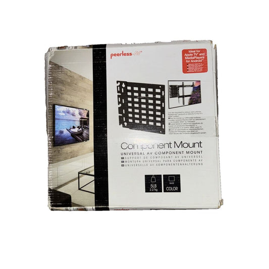 Peerless-AV Universal AV Component Mount – a box with a black and white cover