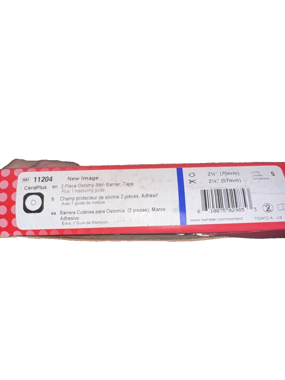 610075029853 CeraPlus 2-Piece Ostomy Skin Barrier, Tape 5 Pack (Damaged Package) – a red and white box of a red and white box of a red and…