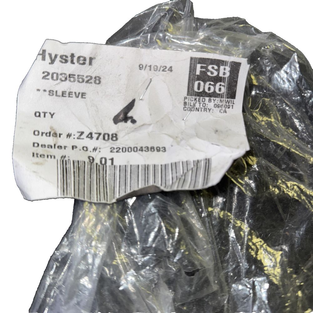 4 – Hyster 2035528 Sleeves – Axle for Hyster. NEW (4Pack) – a piece of plastic wrap with a label on it