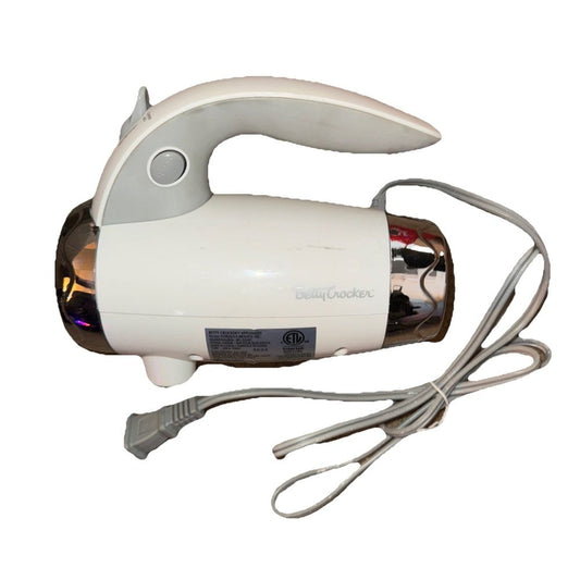 Betty crocker White Stand Mixer (No Mixers) – a white electric hair dryer with a cord