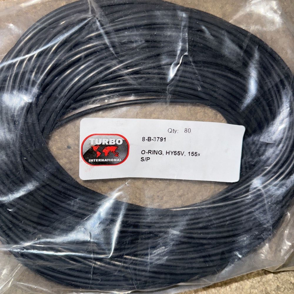 8-B-3791 O-Ring, HY55V, 155x3mm, S/P 80 Pack Turbo International – a black cable with a white label on it