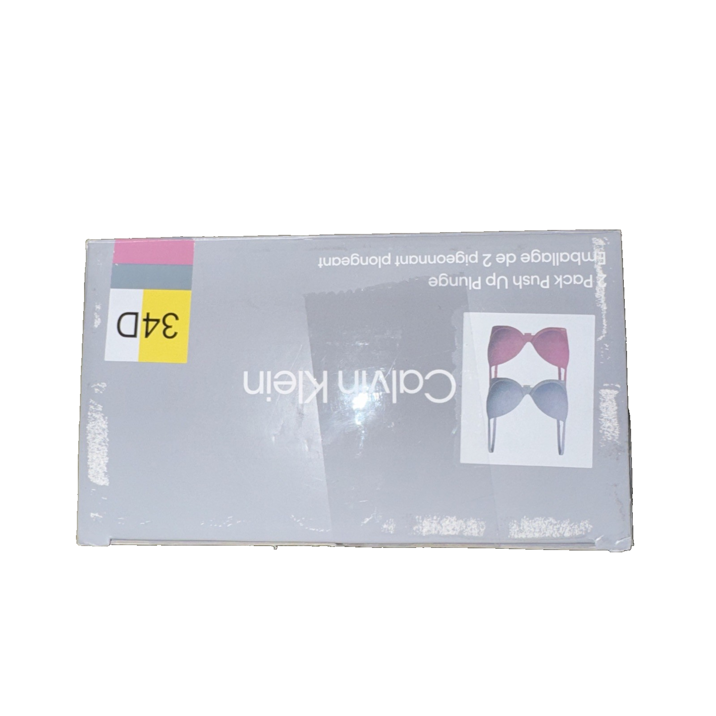 Calvin Klein 2-Pack Push Up Plunge Bra Grey And Pink Size 34D