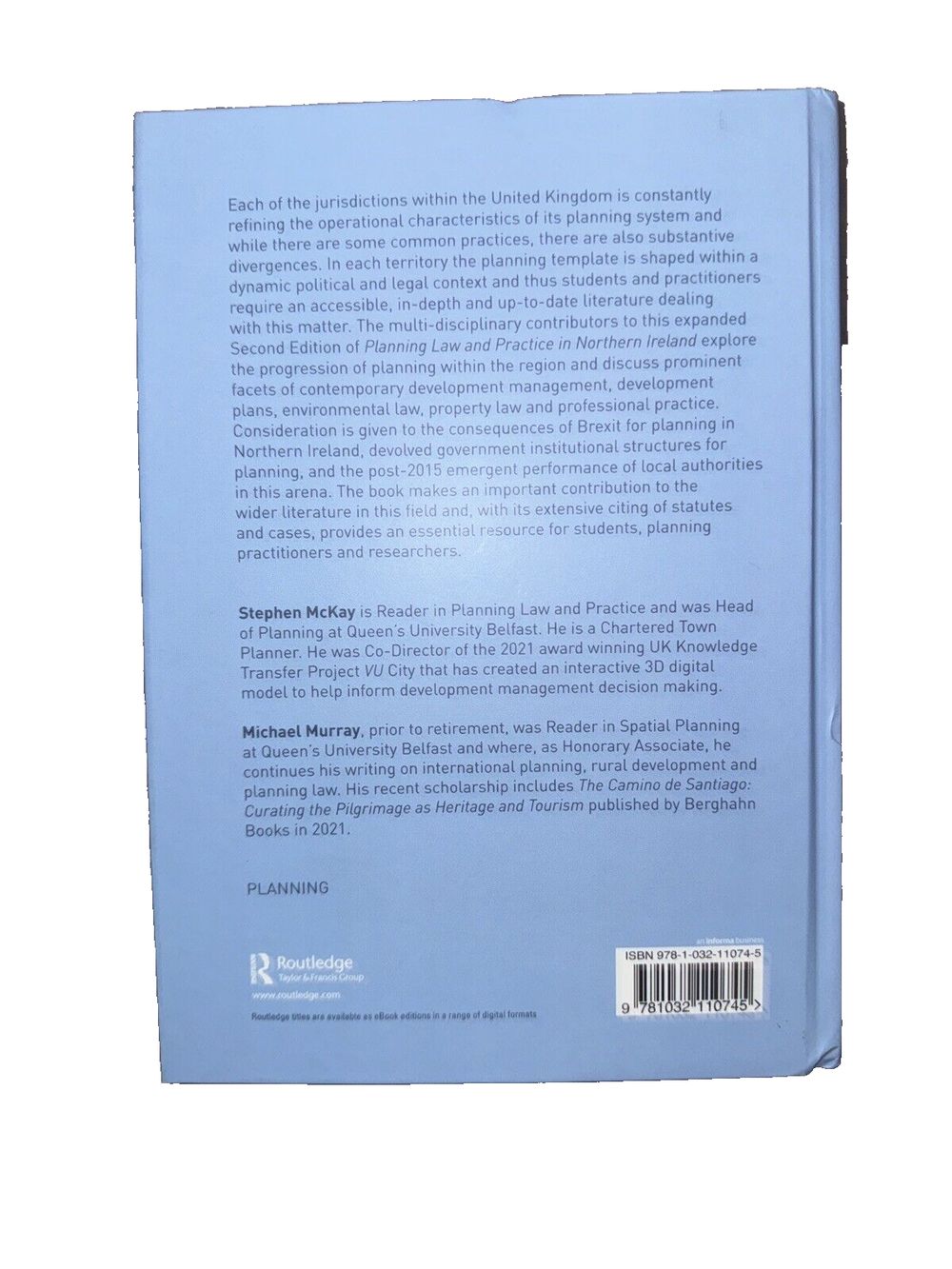 Planning Law and Practice in Northern Ireland, DaveyDooDeals – the book cover for the book, the book is blue and has a white background