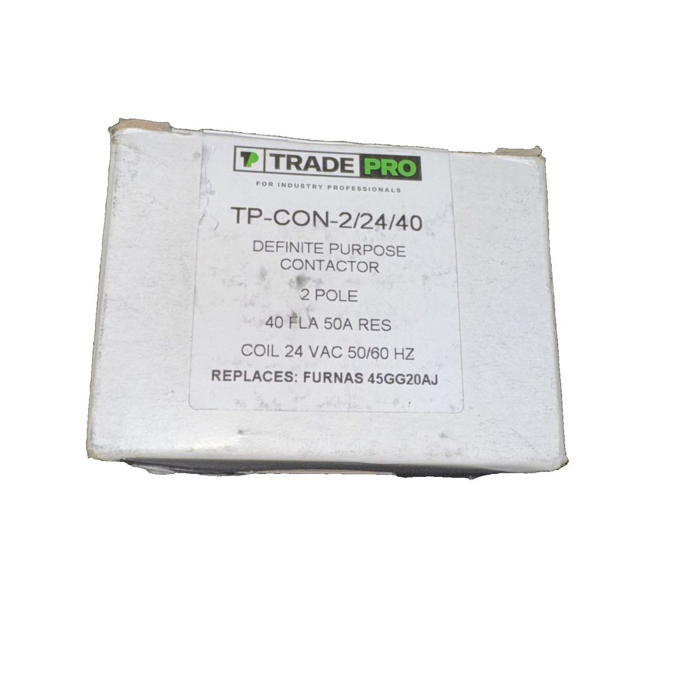 TP-CON-2/24/40 - 2P 24V 40A Contactor w/Lugs & Cover, Trade Pro – trax tf - 024 - 4pk - 4pk - 4pk