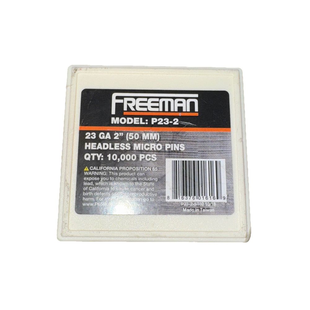 Freeman Pneumatics P23-2 23 Gauge 2” Headless Micro Pins – a piece of foam with a white background