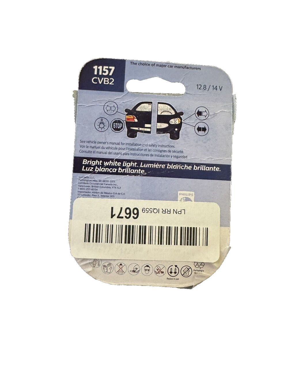 Philips 1157 CrystalVision ultra Miniature Bulb, 2 Pack – a white label on a white background