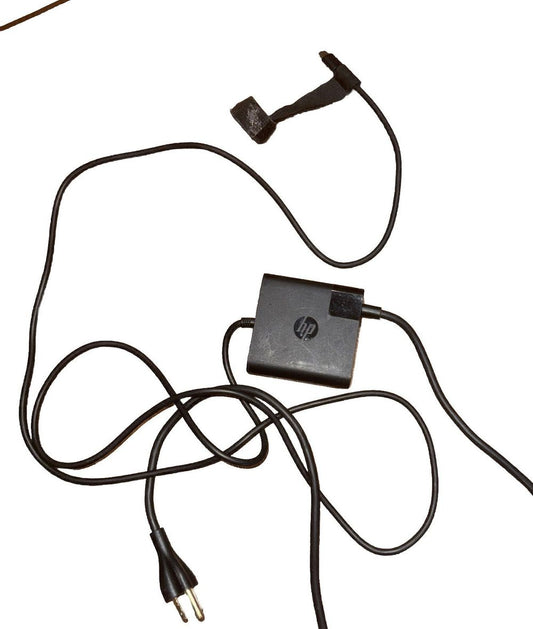 Genuine HP 65W USB C Power Adapter for X360 TPN-AA03 – a black power cord with a white background