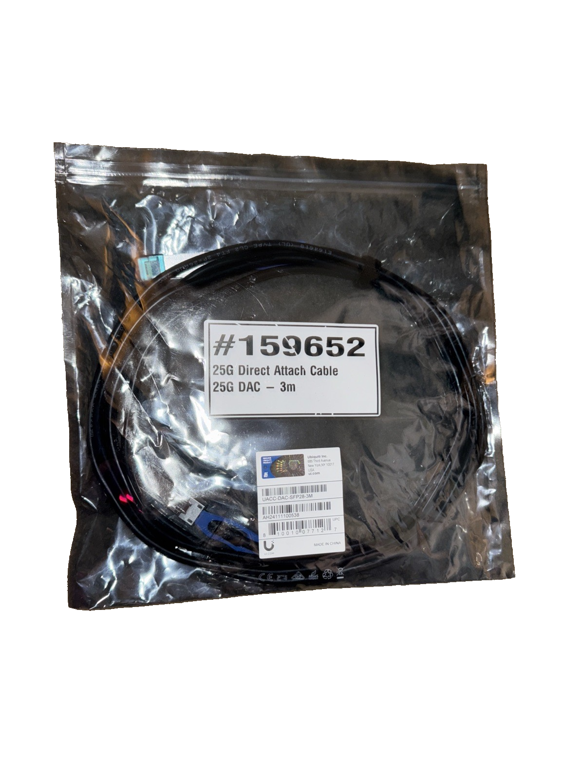 Ubiquiti UACC-DAC-SFP28-3M 25Gbps SFP28 Direct Attach Cable 3m