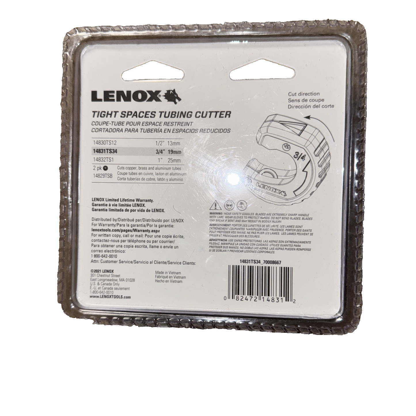 LENOX 14831TS34 TUBING CUTTER 3/4 INCH TIGHT SPOT