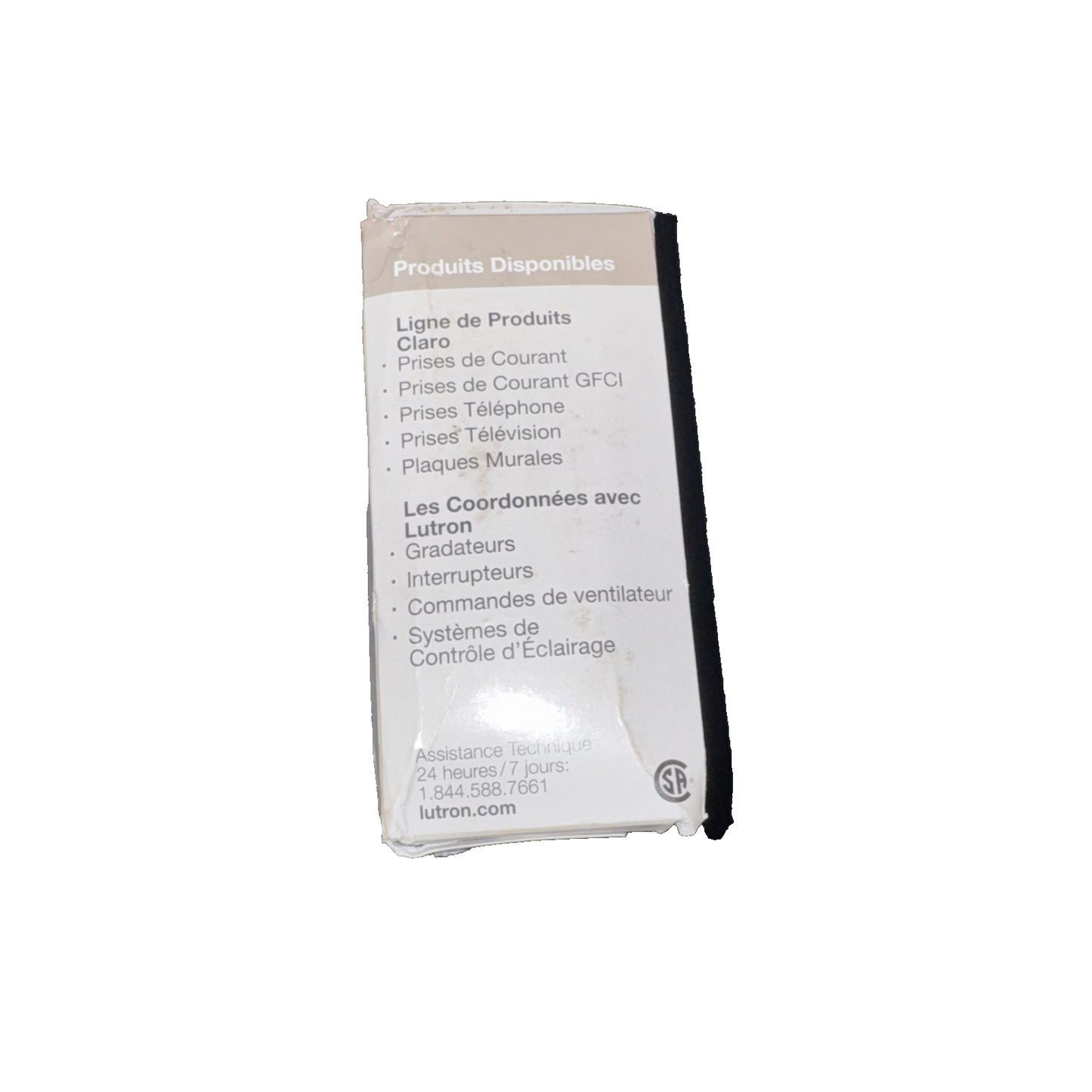 LUTRON CA-3PS-WH Diva, Claro Decorator Switch Paddle