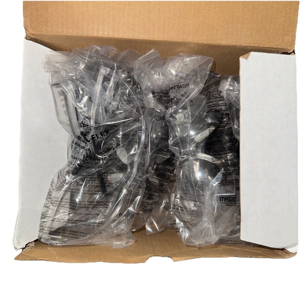 Magid Gemstone Myst Flex Y19CFC Reader Style Safety Spectacles 10 Pack – a box of black and white plastic parts