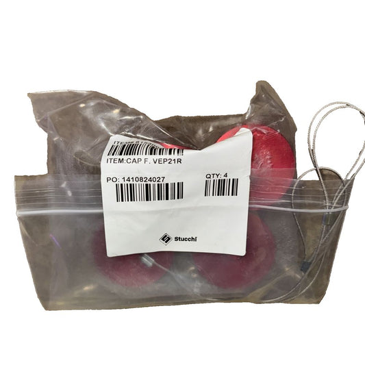 815300040 CAP F. VEP21R Valve End Plugs – 4 Pack OEM Replacement, STUCCHI – a bag of apples with a barcode label