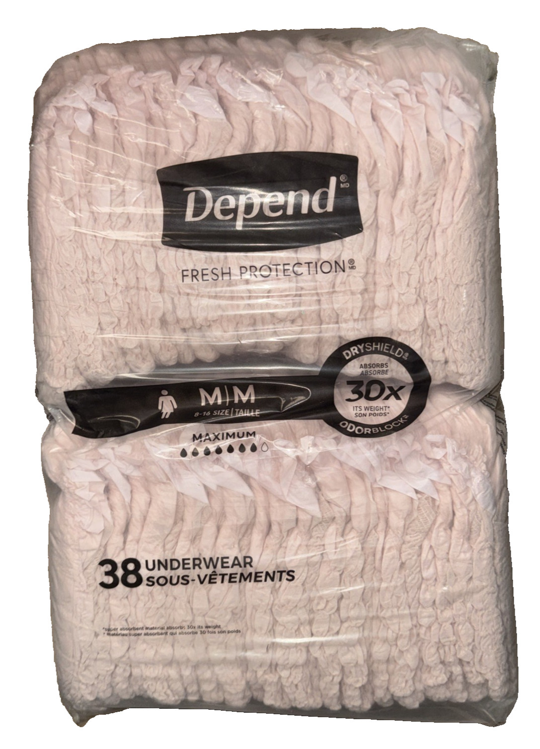 Depend Fit-Flex Incontinence Underwear for Women, Medium, 38 Count - Brand New