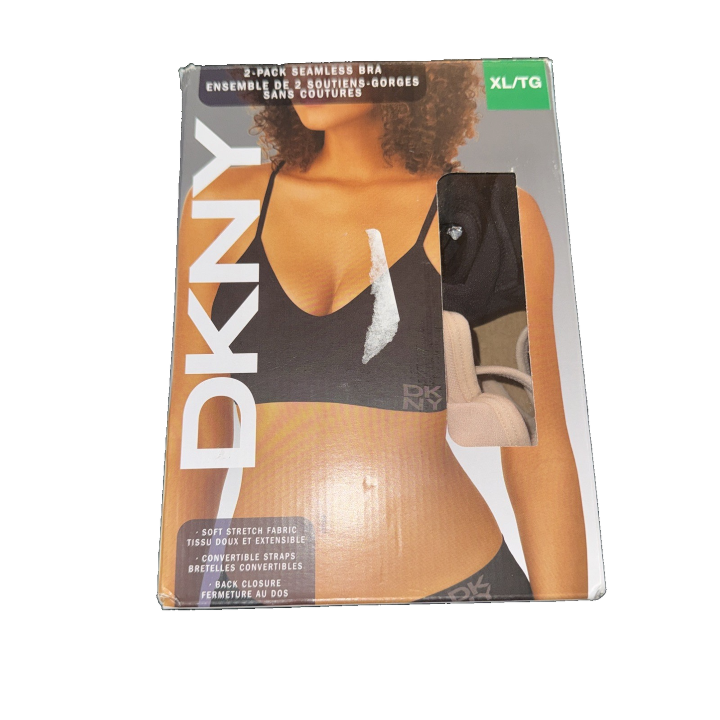 DKNY 2-Pack Seamless Bra Colors Beige And Black Size XL