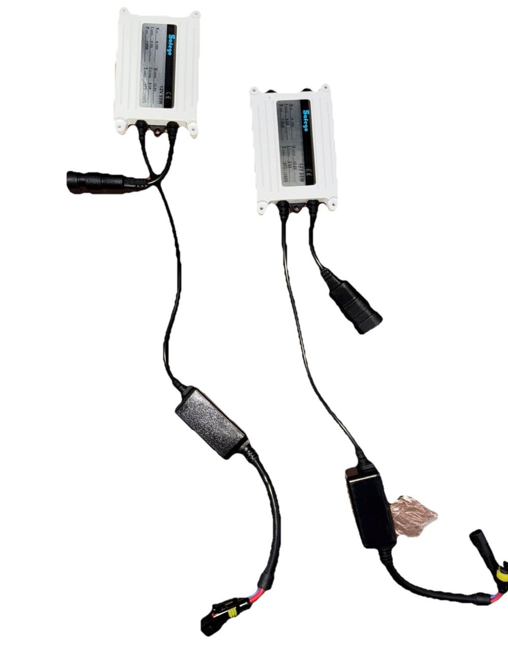 SafeGO 55W AC Slim Digital HID Xenon Replacement Ballast For H11 H7 H8 2 Pack – a pair of two white and black wires