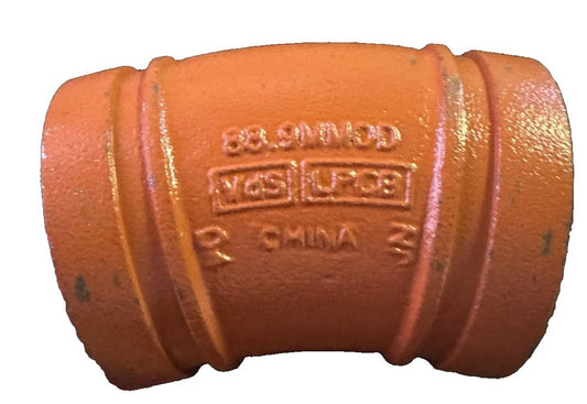 E-3 22-1/2° Elbow SPF Anvil Pipe – Durable & Reliable Pipe Fitting – an orange cast iron pipe fitting