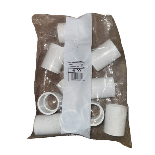 Dura 429-015 PVC 1-1/2" Schedule 40 Coupling - Slip X Slip Bag of 10, DaveyDooDeals – a bag of white toilet rolls