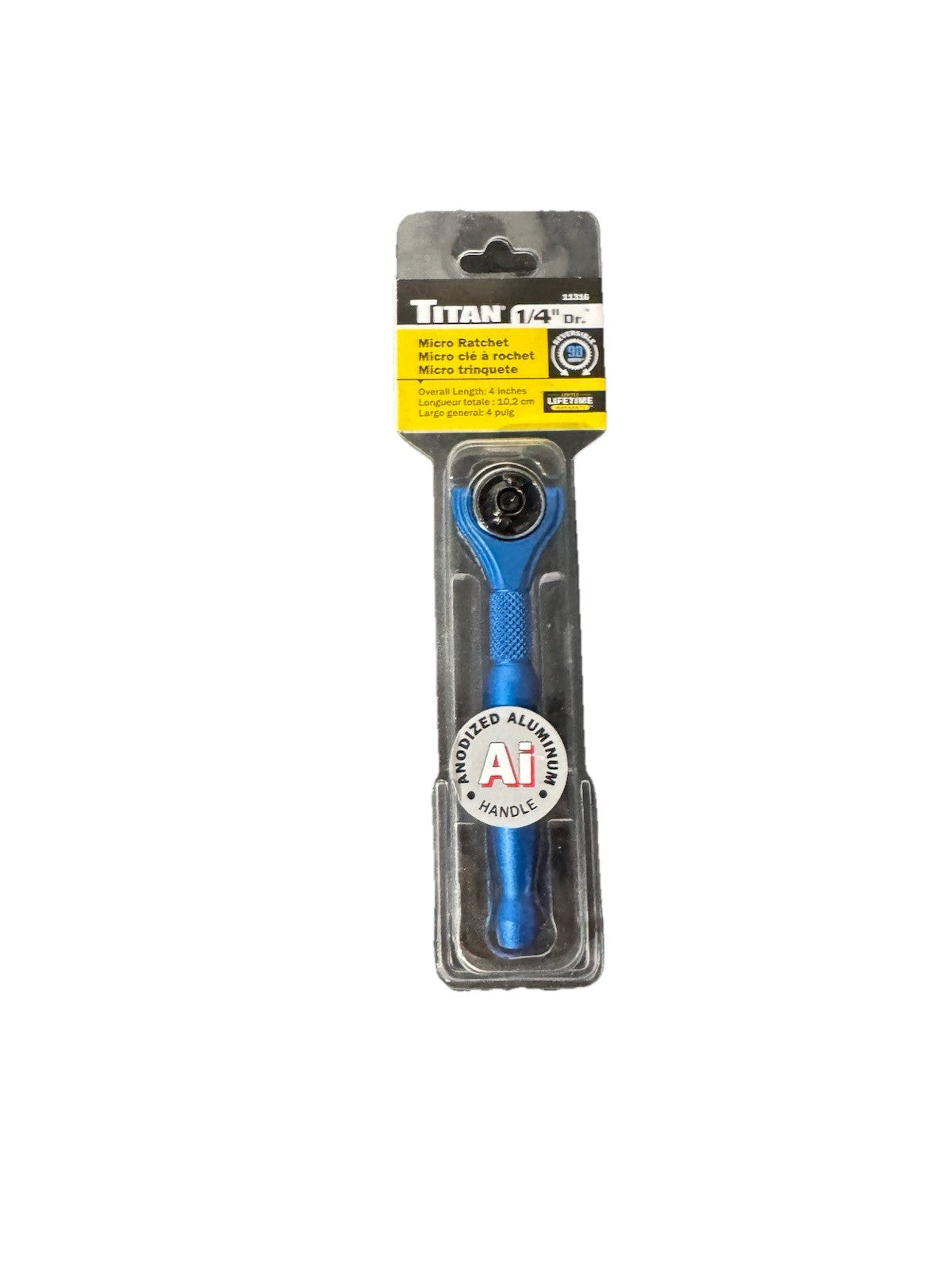 Titan 11316 1/4" Drive Aluminum Swivel Head Micro Ratchet Blue