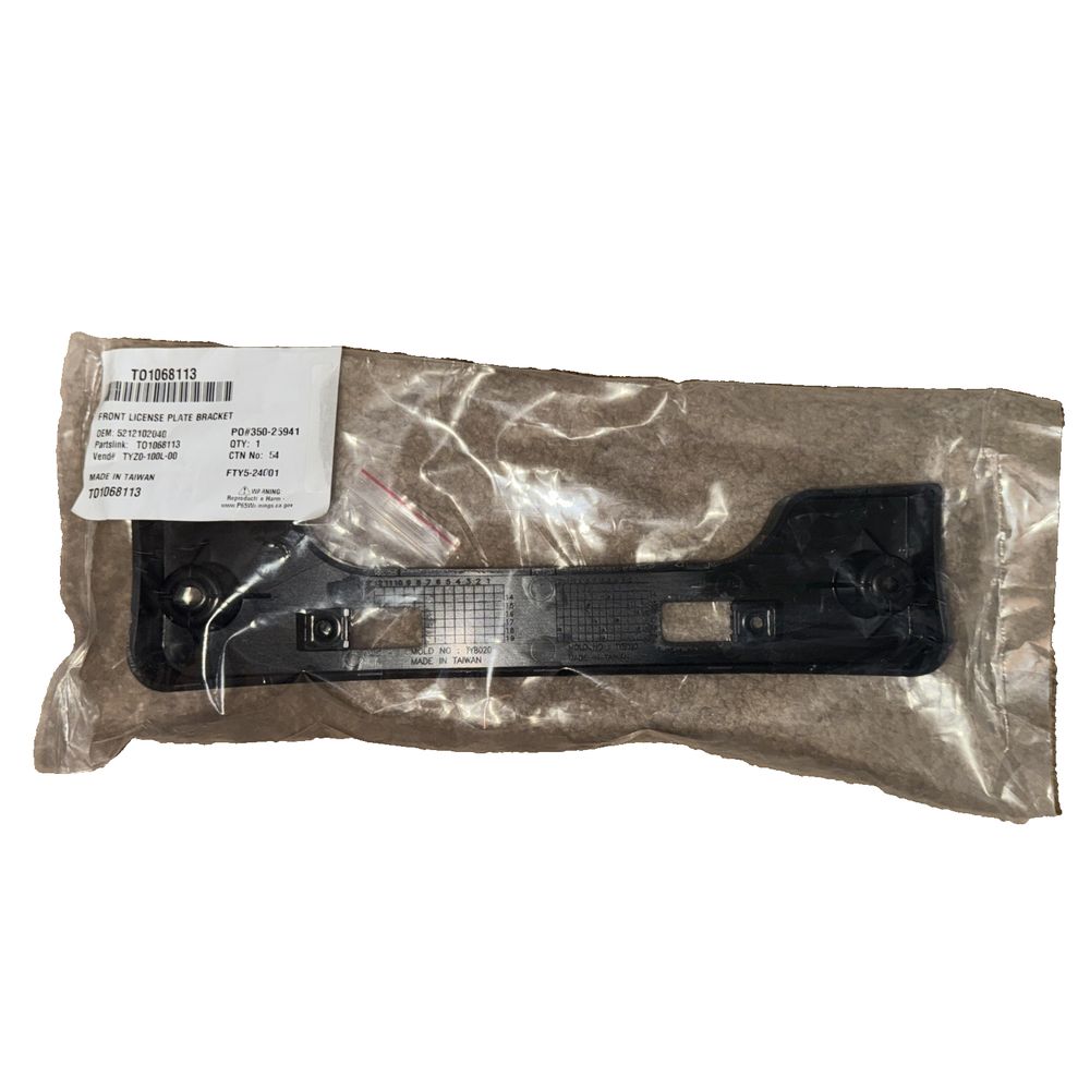 License Bracket - Toyota (52121-02040), Unbranded – a black plastic bag with a white label on it