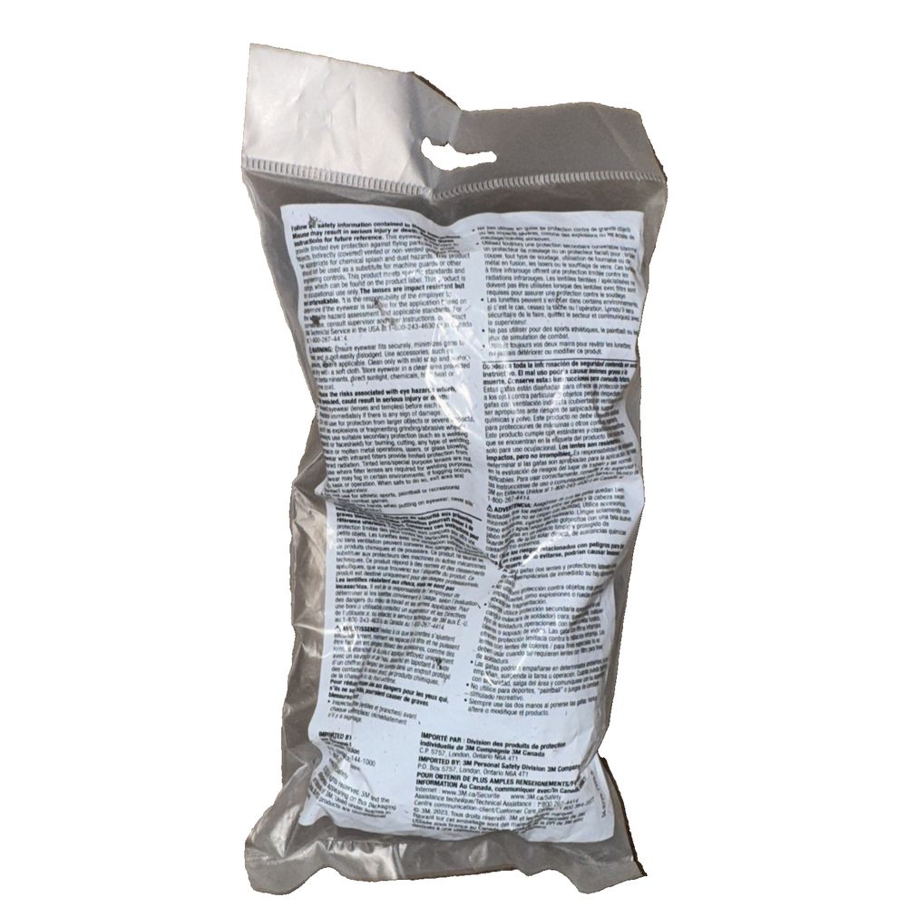 3m Solus Protective Eyewear 2000 Series Scotch Gard Gray/Blue-Green – a bag of white paper with a black and white label