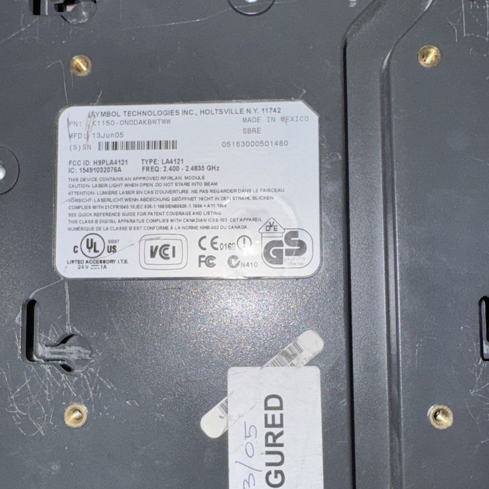 Symbol Technoligies K1150-0N0DAKBWTWW Data Terminal (No cords) – a close up of a circuit with a label on it